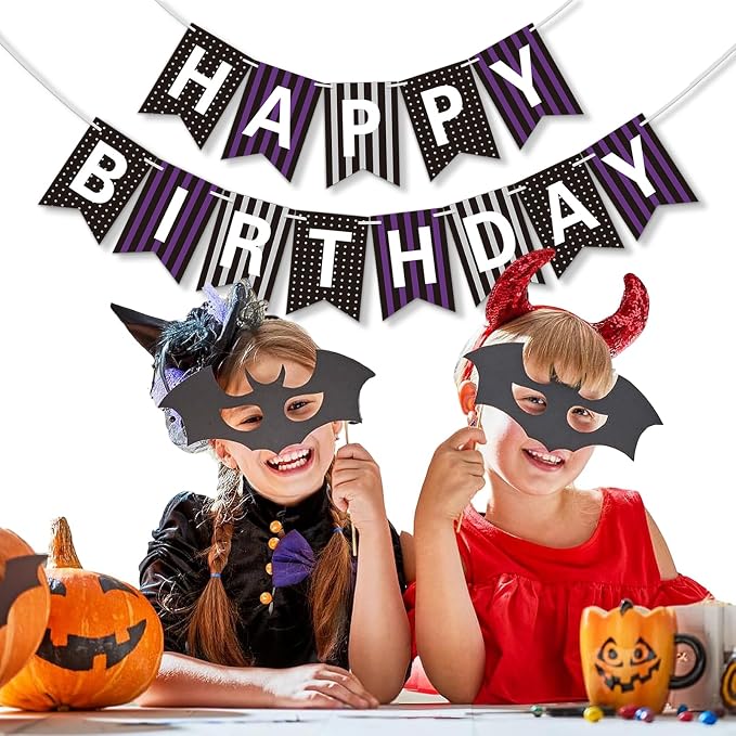Happy Birthday Banner for Halloween Decorations Indoor - Image 7