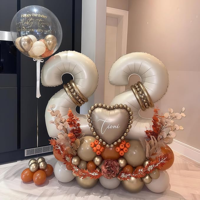 Cream Number 2 Balloons, 40 Inch 2 Balloons Giant Helium Foil Mylar Beige 2 - Image 6
