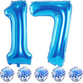 17th Birthday Blue Foil Number 17 Balloons by Lingqiang