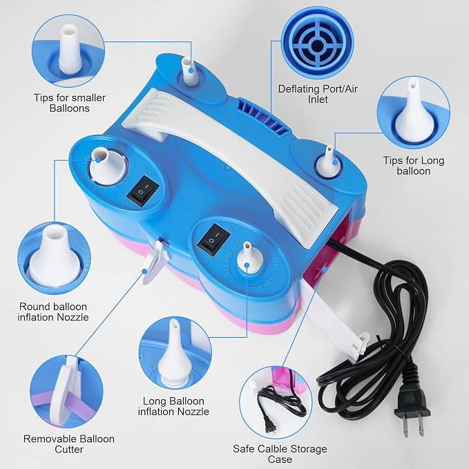 Electric Balloon Pump, Dagelar 3-in-1 Portable Air Balloon Pump - Image 6