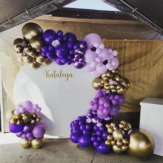 Purple and Gold Balloons Garland Arch Kit - Image 7