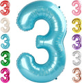 3 Balloon Numbers Birthday Decorations, 40In Pearl Blue Balloons by Mluchee