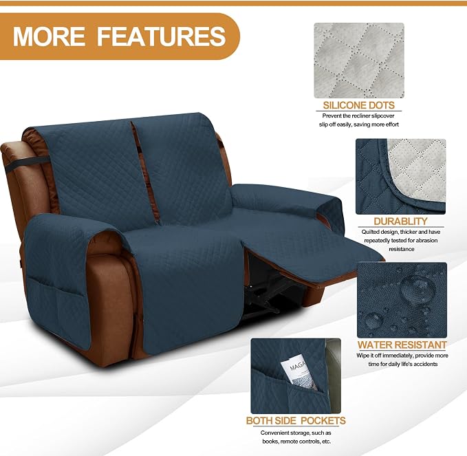 XINEAGE Water Resistant Recliner Cover, 2 Seat Loveseat Covers - Image 4