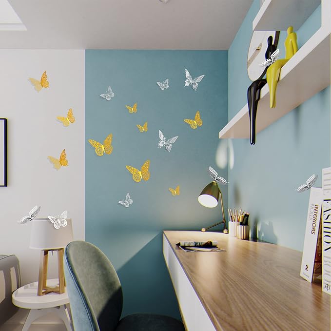 SAOROPEB 3D Butterfly Wall Decor 48 Pcs 4 Styles 3 Sizes, Butterfly Birthday - Image 4