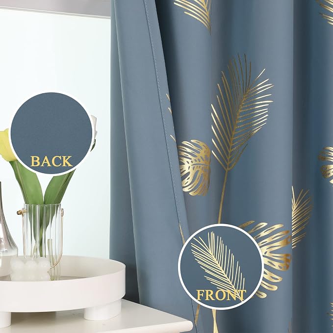 Stone Blue Blackout Curtains for Living Room 90 Inch Length 2 Panels Set - Image 3