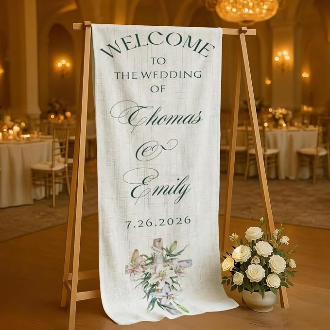 Mapileng Wedding Linen Wall Tapestry Welcome Banner, Personalized Couple Names - Image 4