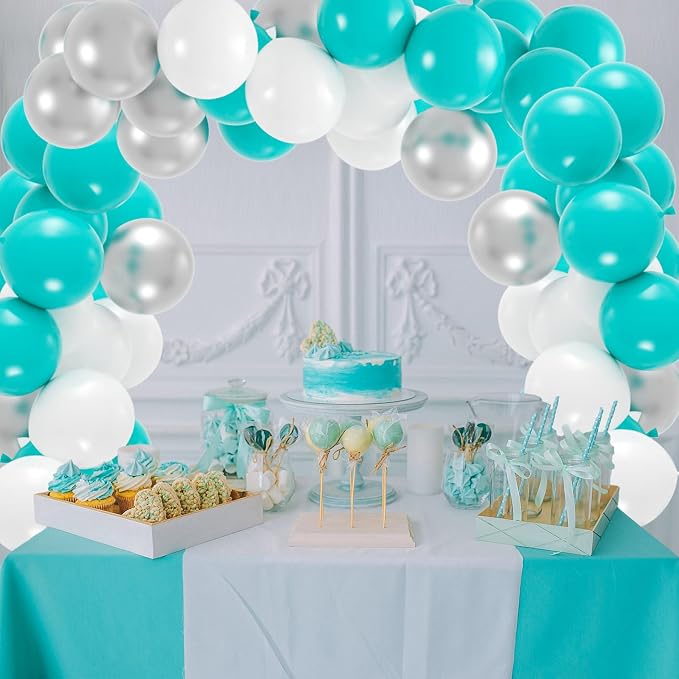 50pcs Teal Balloons, 12inch Turquoise Latex Balloons kit - Image 4