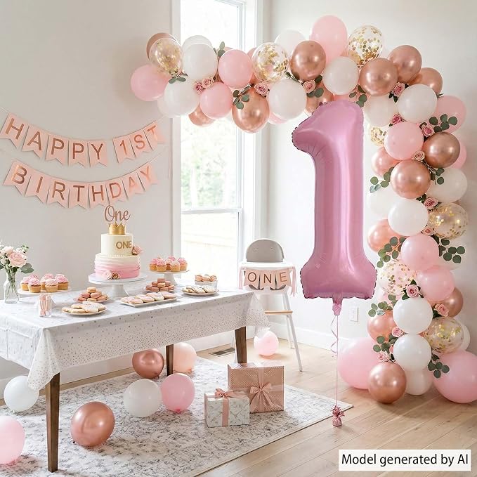 Pearlescent Pink Number 1 Balloon 40 Inch, Shiny Foil - Image 3