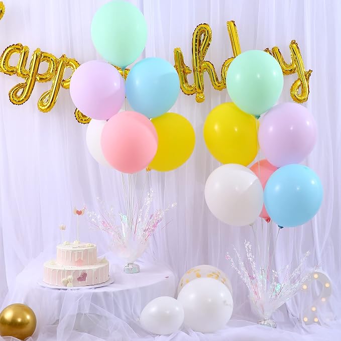 6 Set Pastel Birthday Decorations Rainbow Party Table Balloons Centerpiece - Image 2
