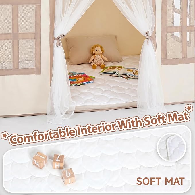 Kids Play Tent Indoor: with Mat, Tassel Garland - Image 5