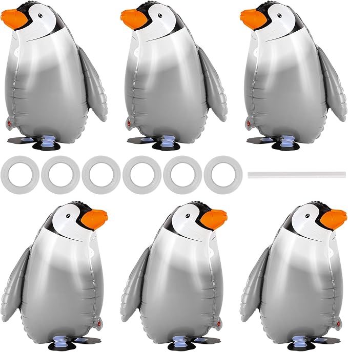 6 Pcs Walking Penguin Balloons, Cute Penguins Balloons by KINYFY