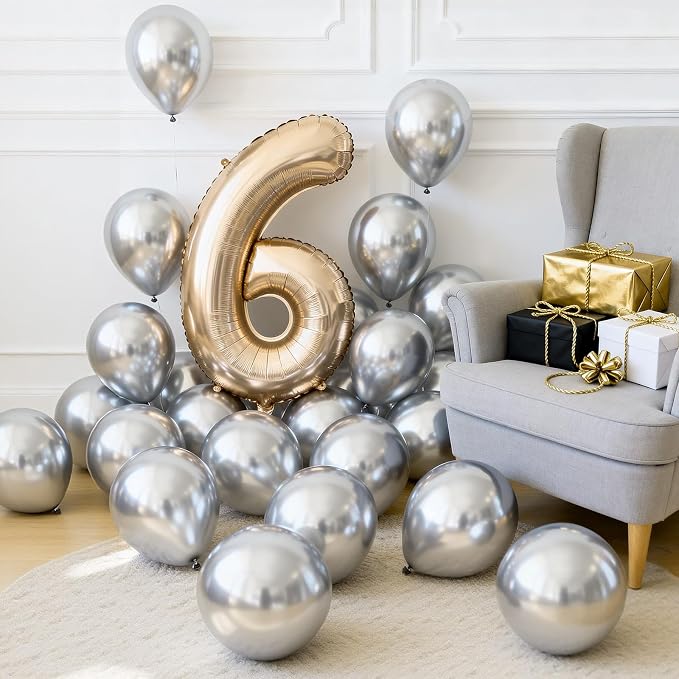 LOLStar Metallic Silver Balloons, 12 inch Latex | Birthday, Engagement - Image 7
