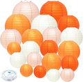 21Pcs Orange Paper Lanterns, 4-10in Hanging Decor by GCVOPTON