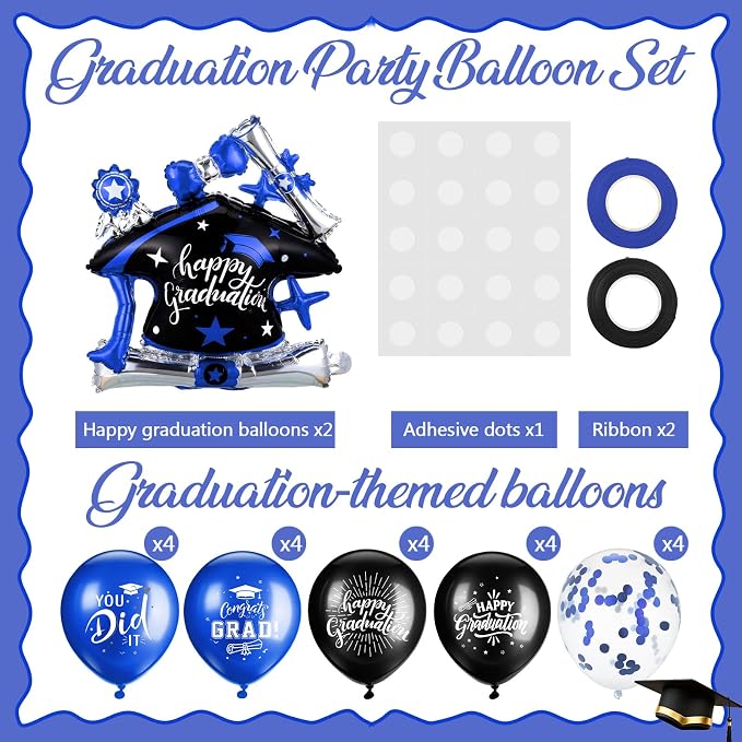 Jenaai Blue and Black 27 Pcs 2026 Graduation Balloon Centerpiece - Image 4