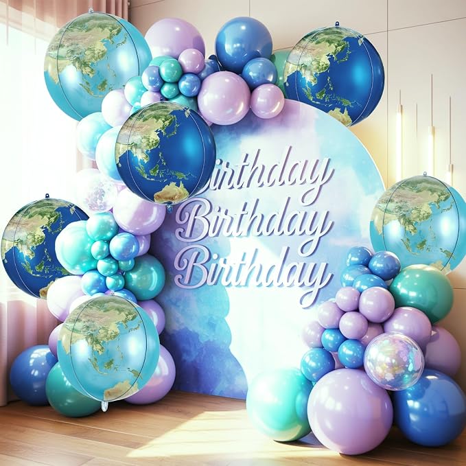 6 Pcs Globe Earth Balloons, 22 Inch Big World Map Foil Balloons, Planet Large - Image 6