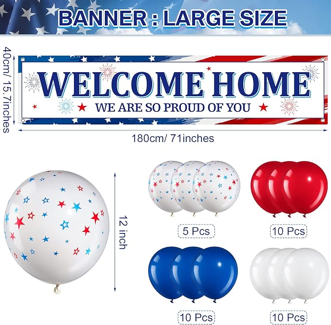36 Pieces Welcome Home Banner Decoration Set, Large Fabric We Are So Proud of - Image 2
