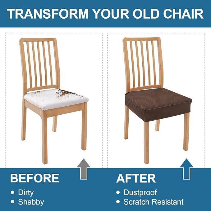 Smiry Waterproof Seat Covers for Dining Room Chairs, No Rear Covers | Stretch - Image 7