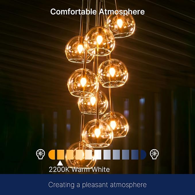 FLSNT 40W Equivalent LED Chandelier Light Bulbs, Dimmable Amber LED B11 E12 Candelabra Base Bulbs, 2200K Warm White, 330LM, 6 Pack UL,CA65 Listed.
