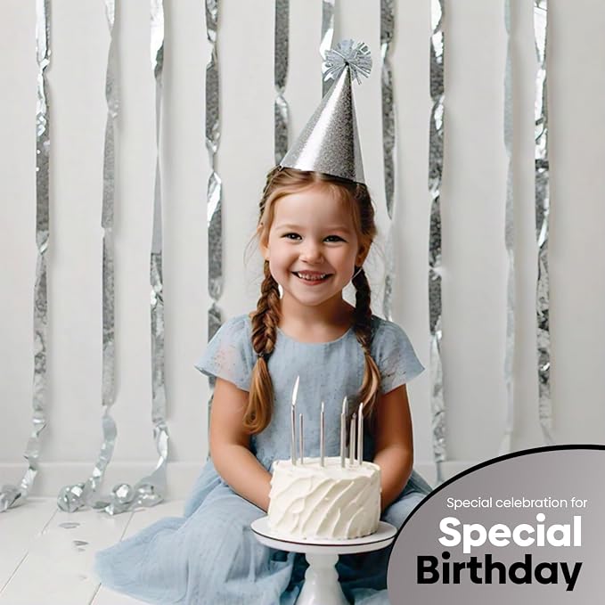 4 Silver Crepe Paper Streamers, 328ft Pack of Party Decorations | Each roll is - Image 6
