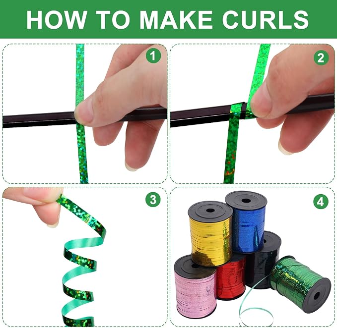 500 Yards Green Curling Ribbon， Metallic Shiny Curling Ribbon use - Image 8
