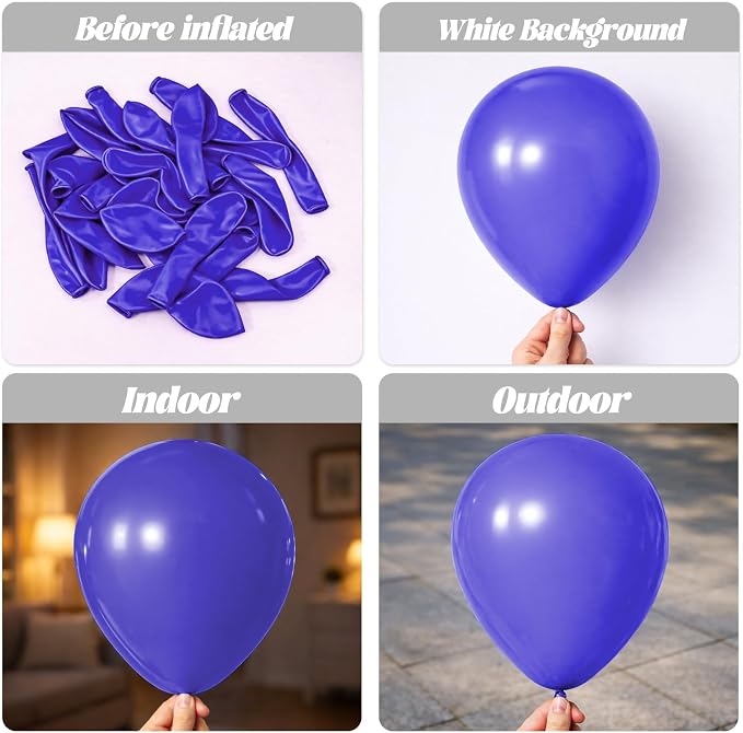 Voircoloria 110pcs Royal Blue Latex Party Balloons, 12inch | - Image 3