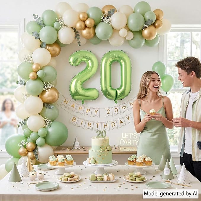 Light Green Number 0 Balloon 40 Inch, Shiny Foil Numeral Party Supplies | - Image 7