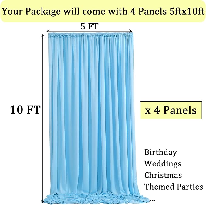 20ft x 10ft Baby Blue Backdrop Curtains - Image 6
