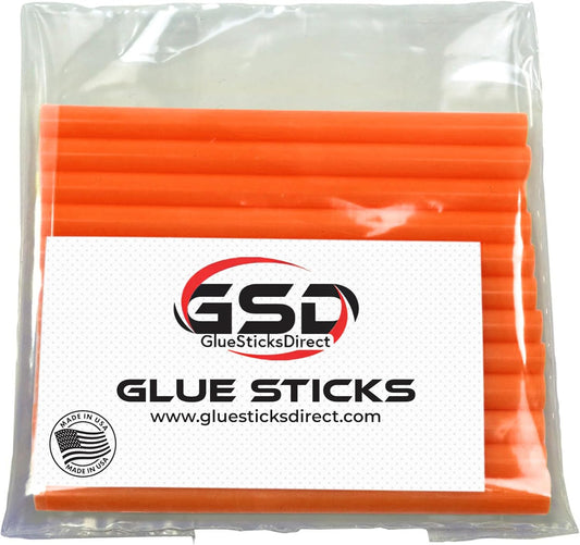 Mini Size Hot Melt Glue Sticks for Glue Gun - Bulk 4in Orange Glue Sticks - Great for Art Craft Repairs & Compatible w/Most Glue Guns - 5/16" X 4" (24 Sticks) - Made in USA
