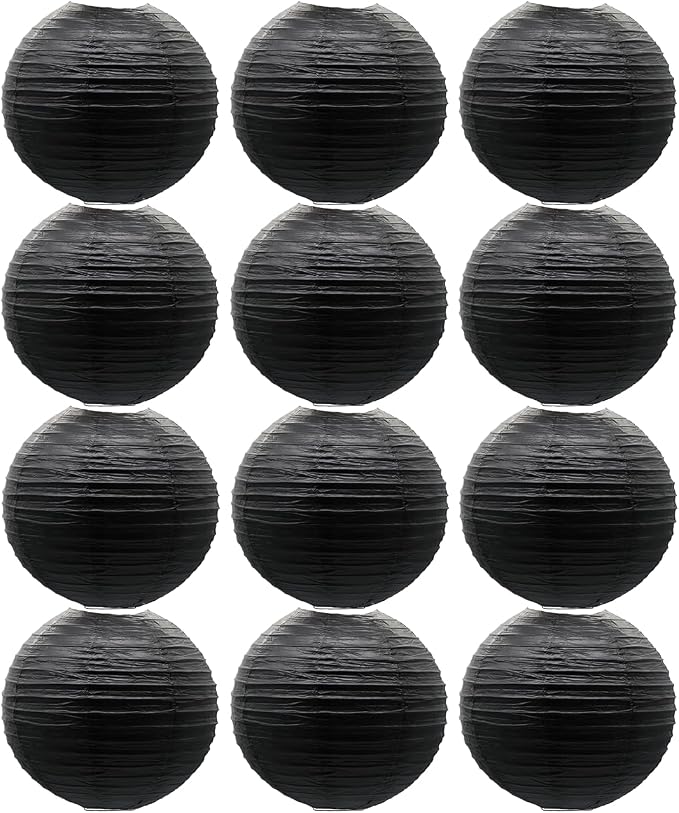 Black Paper Lanterns Hanging Chinese Round Lanterns by BARTHEW