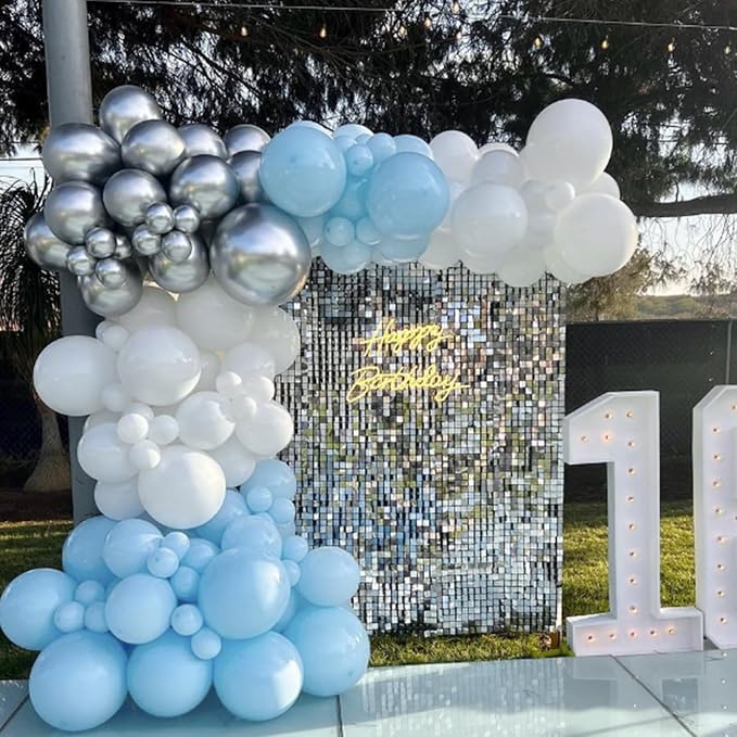 Awenztech 122pcs Light Blue Balloon Arch Kit, 18 12 10 5 inch Pastel Baby Blue - Image 9