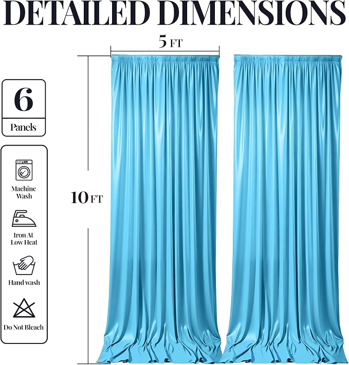 30x10ft Sky Blue Glitter Backdrop Curtain - Image 9