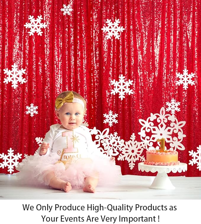 ShinyBeauty Sequin Curtain Red 4FTx8FT Sequin Photo Backdrop Red Sequin Backdrop Curtain Glitter Photography Backdrop Bridal Shower Backdrop for Wedding