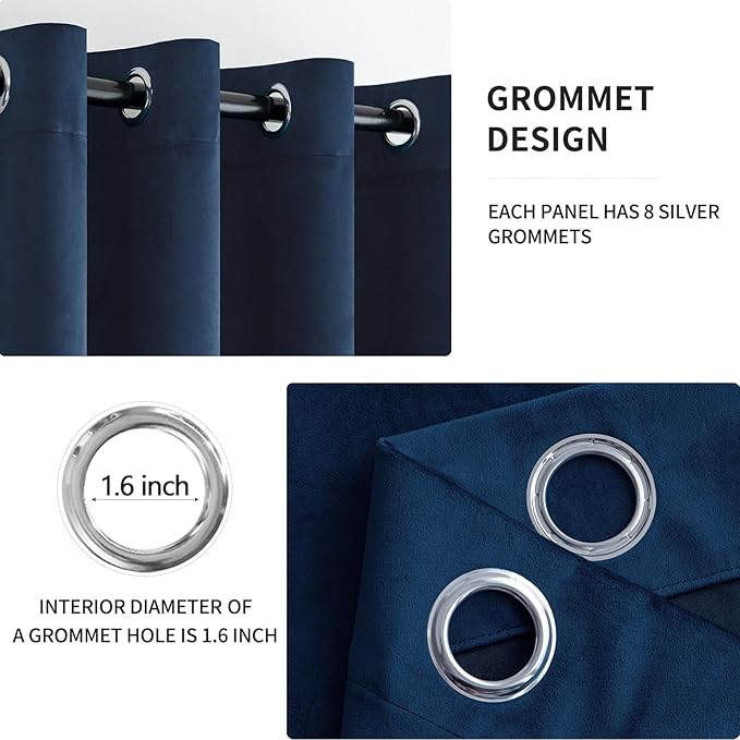 MIULEE Velvet Curtains Navy Blue 52 x 108 Inch Length Set of 2 | Extra Long - Image 2
