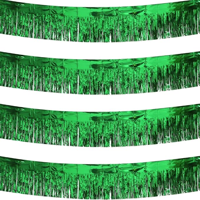 4 Pack Green Total 40 Feet Foil Fringe Garland Metallic Tinsel Banner Wall by iiCheerful