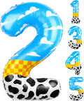 40 Inch Number 2 Balloon Blue Clouds Cartoon Story Balloons Toy Inspired Story by AXBMM