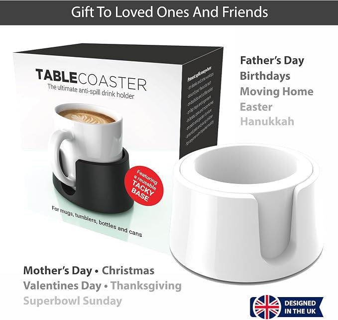 TableCoaster - Original Anti-Spill Table and Desk Cup Holder, Glacier White - - Image 5