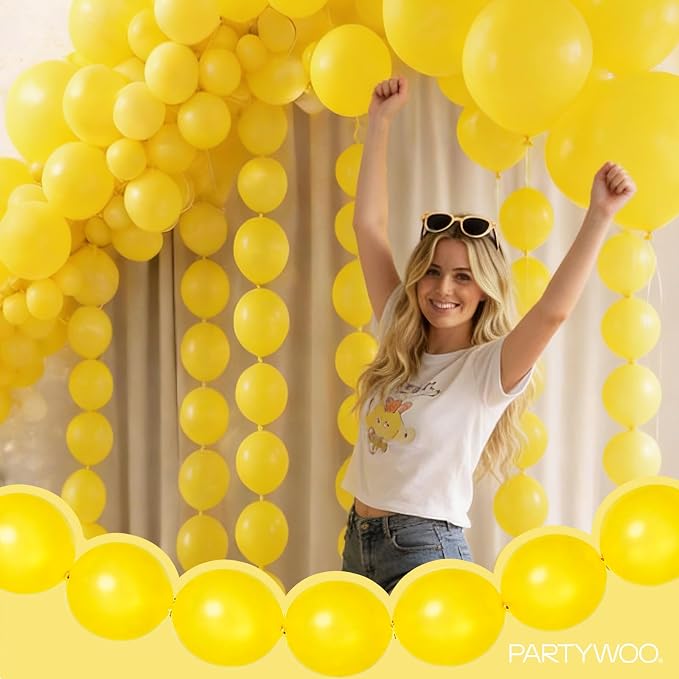 PartyWoo Yellow Linking Balloons 100pcs 6 Inch Yellow Link Balloons | - Image 2