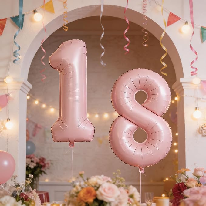 40 In Matte Pink Number Balloons Helium Foil Mylar Balloon Party Digital 8 | - Image 5