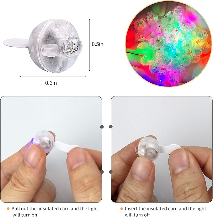 100pcs Multicolor LED Balloon Lights, Rainbow Colored Round Led Flash Mini Ball - Image 3