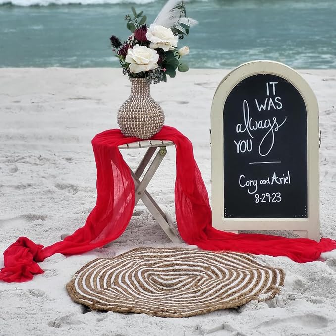 10 Pack Red Cheesecloth Table Runner 10FT Boho Gauze Fabric Table Runner - Image 6
