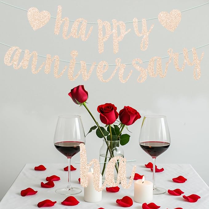 Pre-Strung Happy Anniversary Banner Bunting Hanging Sign Garland - Image 2