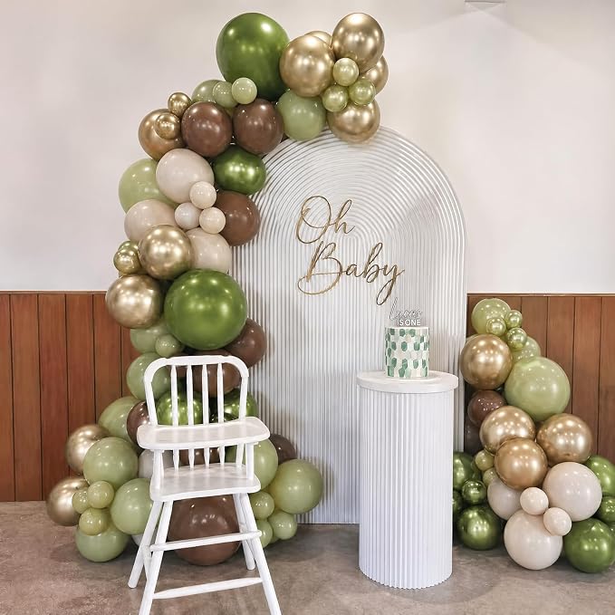 Sage Green Brown Balloons for Jungle Safari Baby Shower Decoration | 60Pcs - Image 4