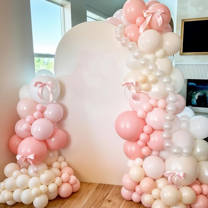 Light Pink Balloons, 12 Inch Pastel Macaron Pink and White Sand Nude Beige - Image 5
