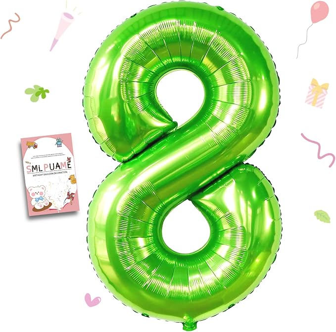 40 inch Number Balloon 0-9 Green Large Number 8 Balloons, Digital Balloons by Smlpuame