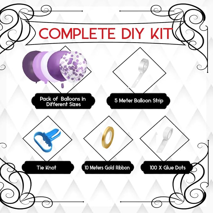Archloon 156pcs Purple Balloon Garland Arch Kit, Different Sizes 18 12 10 5 - Image 3