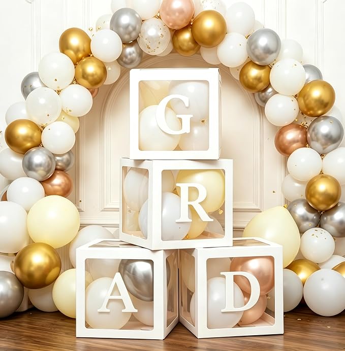 White Transparent Balloon Boxes, Balloon Box Blocks Backdrop - Image 5