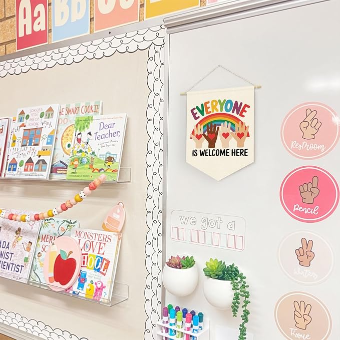 Classroom Door Wall Decorations, Inspirational Diversity Linen Canvas Banner - Image 2
