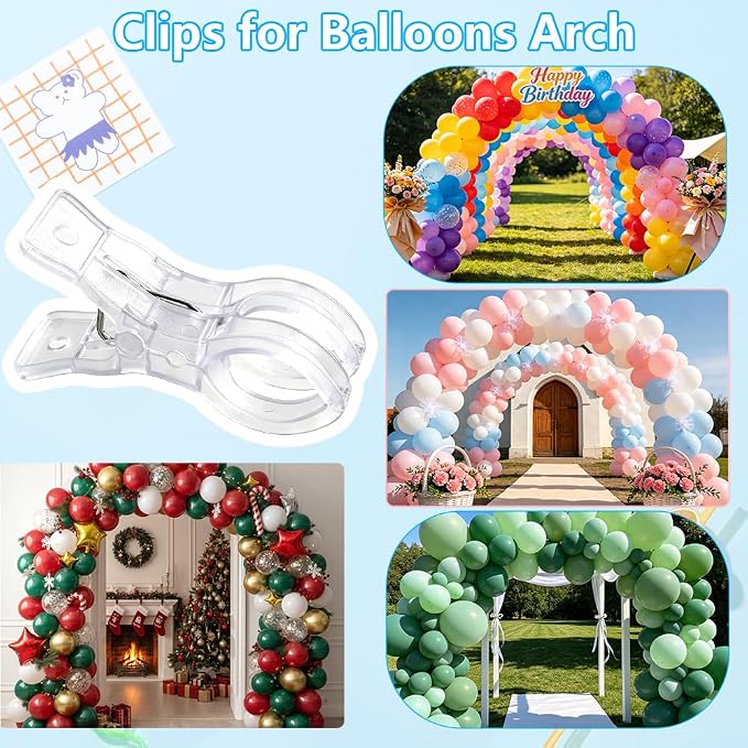 10 Pack Clear Plastic Balloon Arch Clips Spring Clamps Backdrop Balloon Garland - Image 4