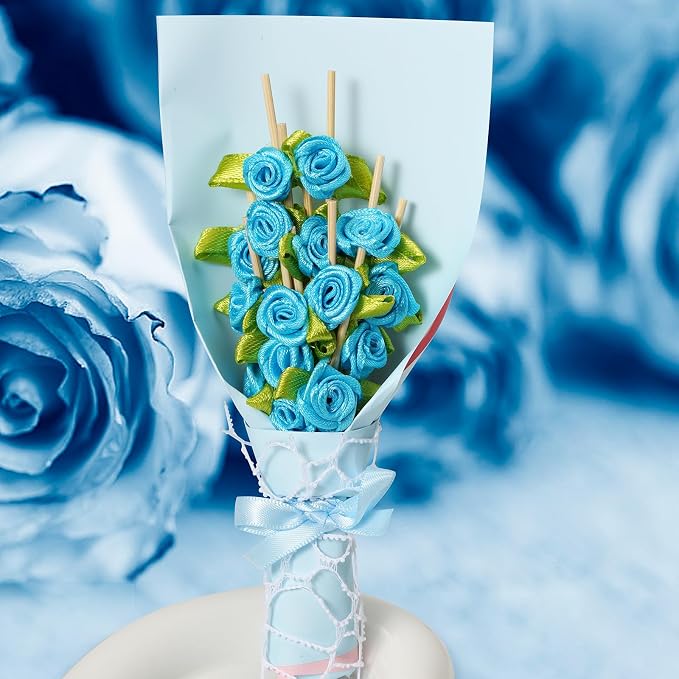 Minisland Blue Rose Flower Cocktail Picks, 4.7 Inch Long Bamboo Fancy Toothpicks - Image 7