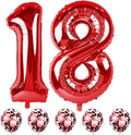 Red 18 Balloon Numbers and Confetti Balloons, 18th 81st Birthday Balloons Set by Lingqiang
